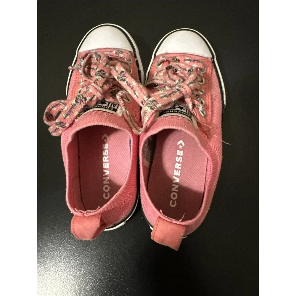 Converse CTAS Knit‎ Pink/White Girl's Slip On Size 12 Minnie Mouse Laces!